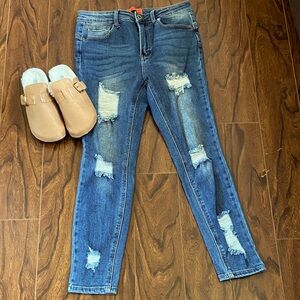 Wax Jean Distressed Blue Skinny Jeans size 11